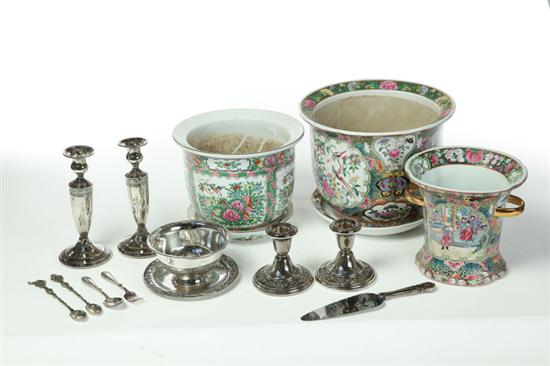 SILVER FLATWARE  CANDLESTICKS AND