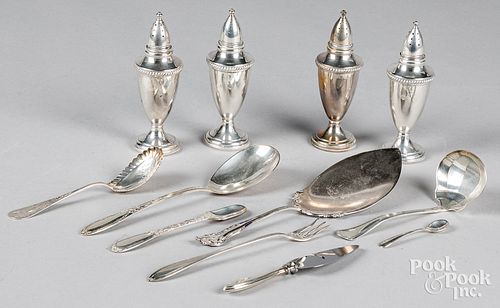 SILVER FLATWARE, SHAKERS AND