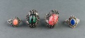 SILVER FLORAL-MOTIF COLORED ST