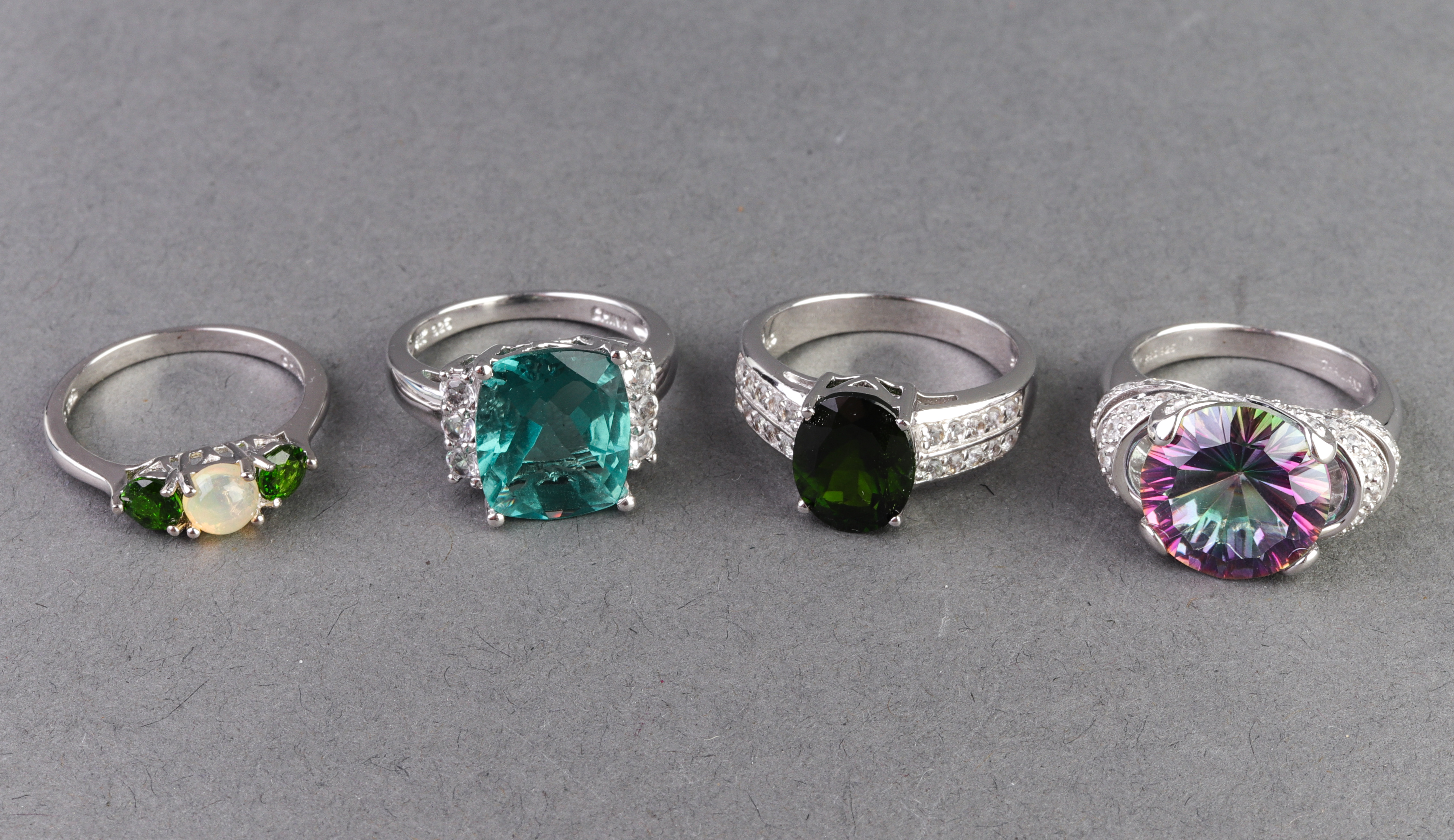SILVER, FLUORITE, PERIDOT, TOPAZ