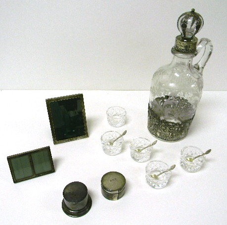 SILVER  fourteen pieces: glass