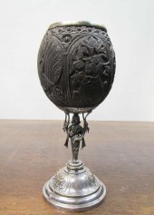 SILVER-GILT AND CARVED COCONUT