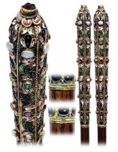 SILVER GILT BEJEWELED CLOISONN