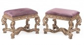 SILVER GILT CARVED WOOD BENCHE