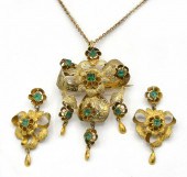 SILVER GILT EMERALD, 18C. SPAN