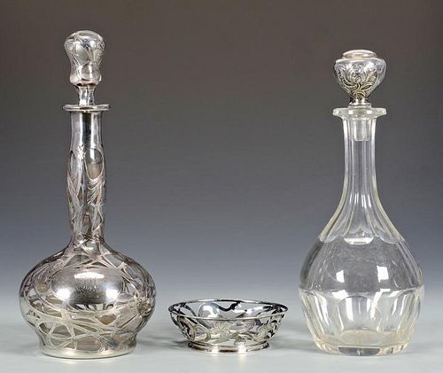 SILVER & GLASS DECANTERS, BOWL (3