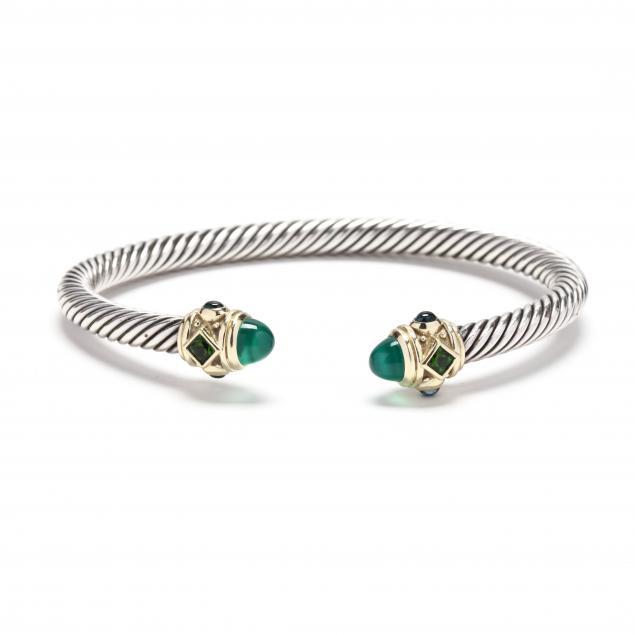 SILVER, GOLD, AND GEM-SET BRACELET,