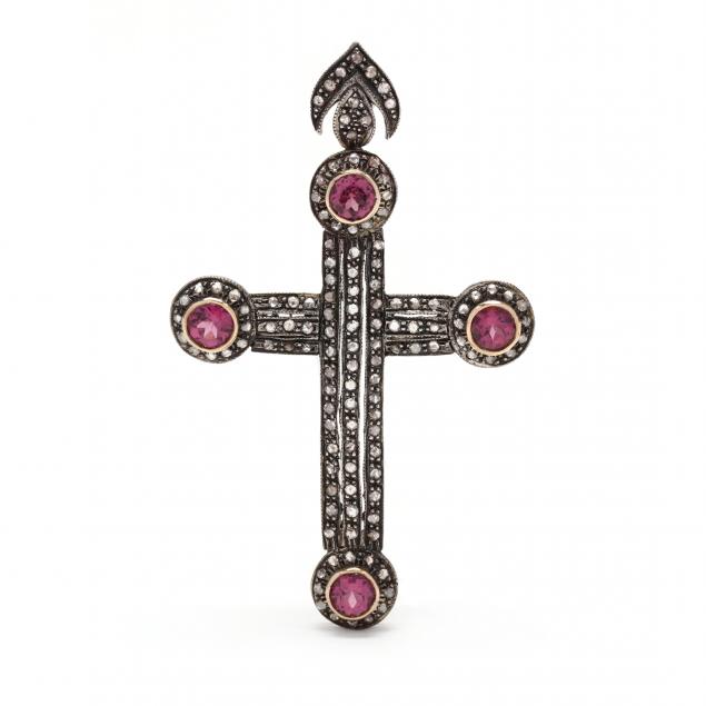SILVER, GOLD, AND GEM-SET CROSS The