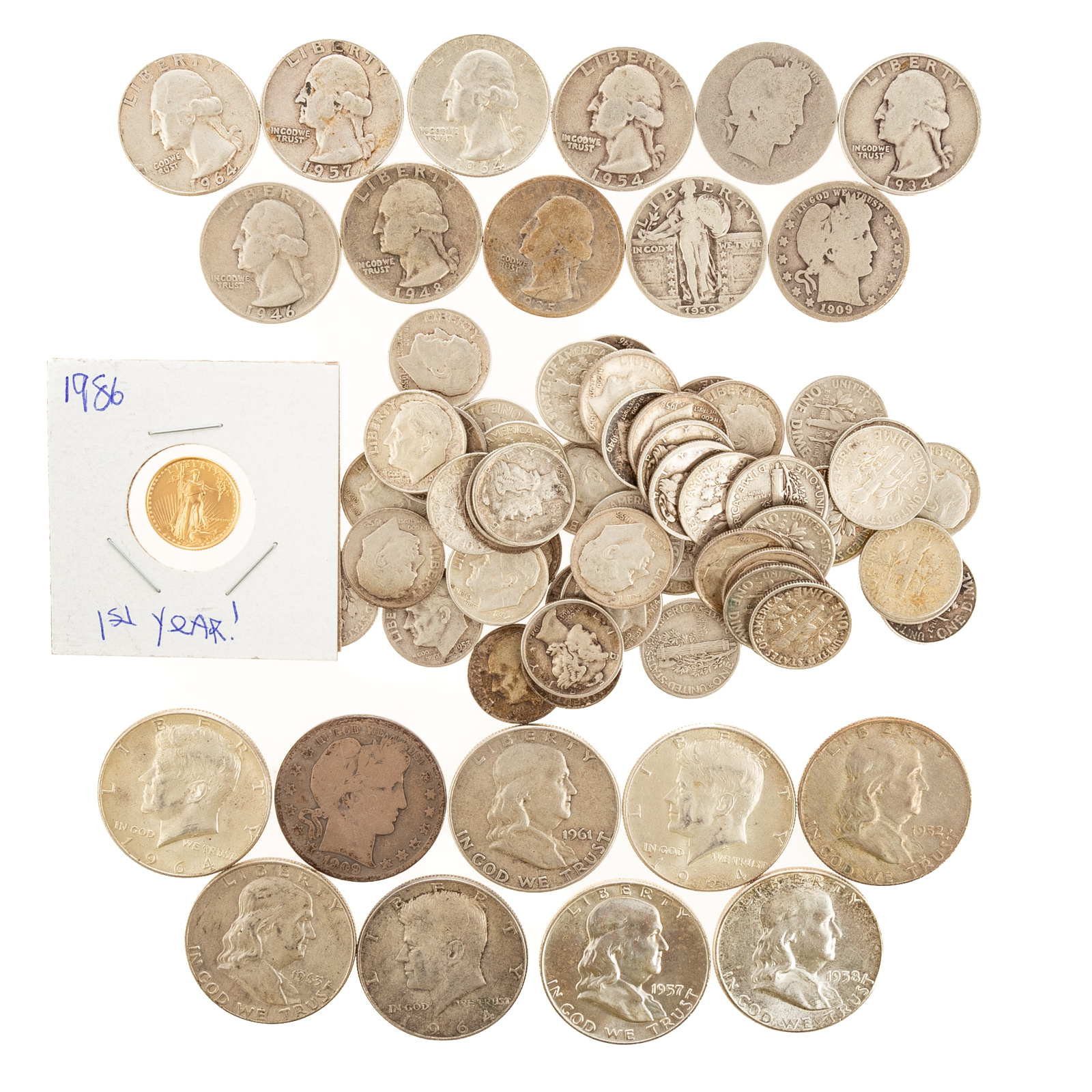 SILVER & GOLD COINS 1986 1/10th