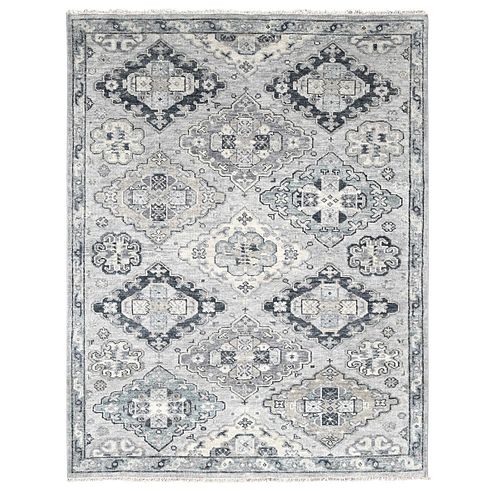 SILVER GRAY HAND KNOTTED WOOL