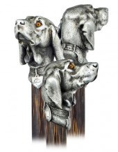 SILVER HOUND HEAD CANECa. 1880