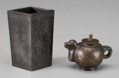 Silver Inlaid Bronze Brush Pot
