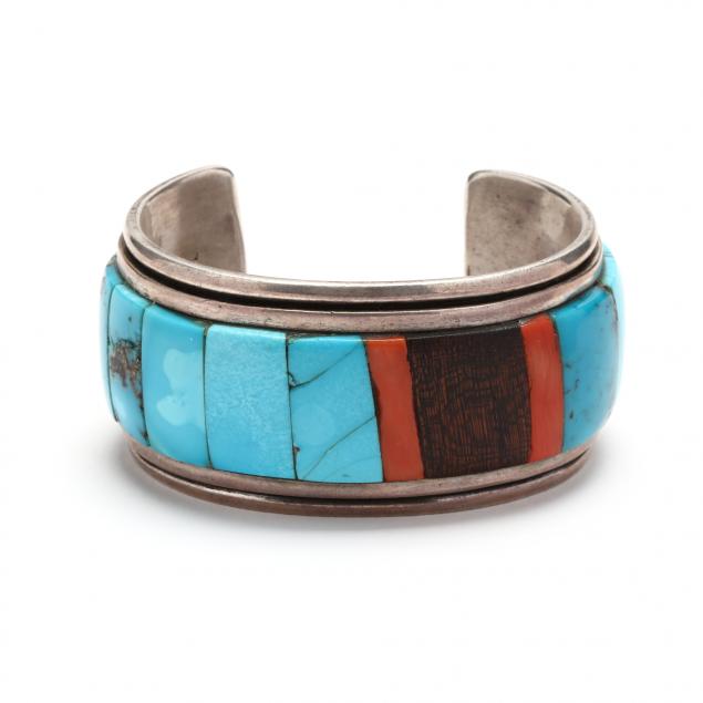 SILVER INLAID CUFF BRACELET The
