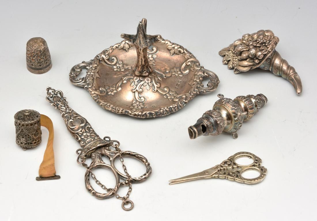 SILVER ITEMS TO INCLUDE: WHISTLE,