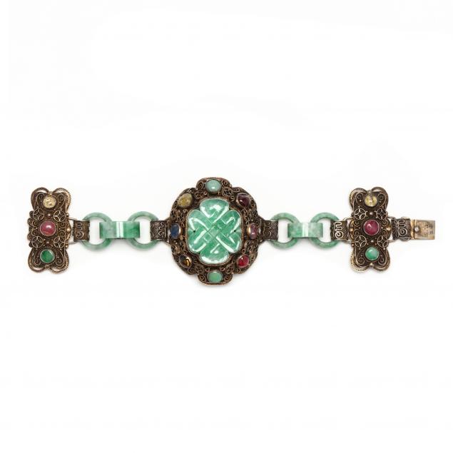 SILVER, JADEITE, AND GEM-SET