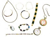 Silver jewelry and pocket watc