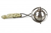 SILVER LAMP W/ CHINESE JADE DR