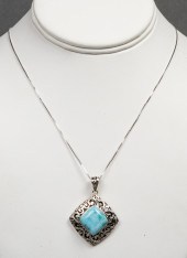 SILVER LARIMAR FILIGREE PENDAN