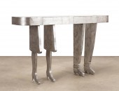 SILVER LEAF CONSOLE TABLE, FIG