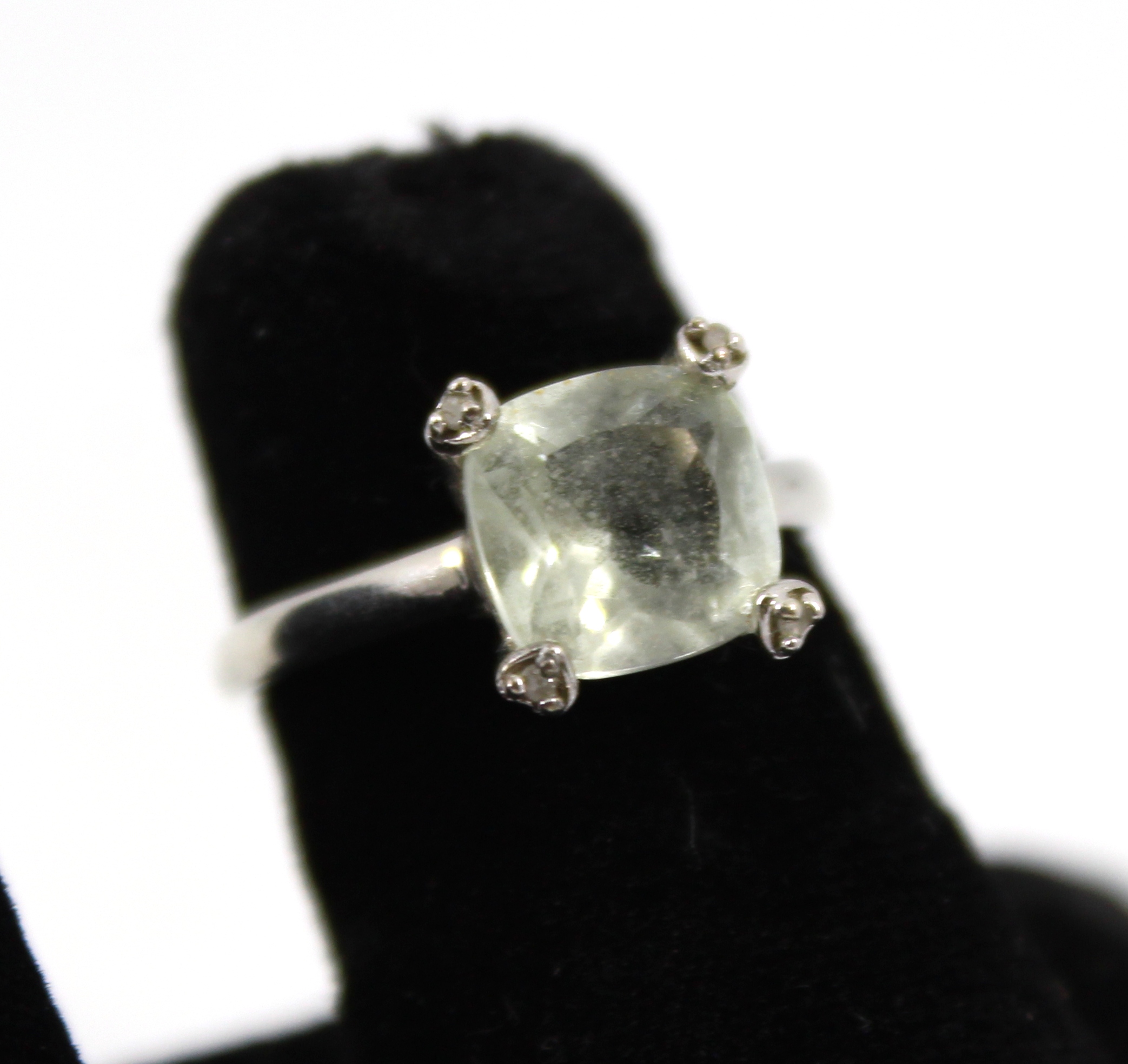 SILVER LEMON-CITRINE & DIAMOND RING