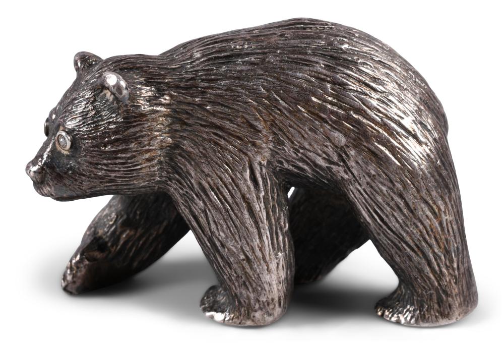 SILVER MODEL OF A STRIDING BEAR