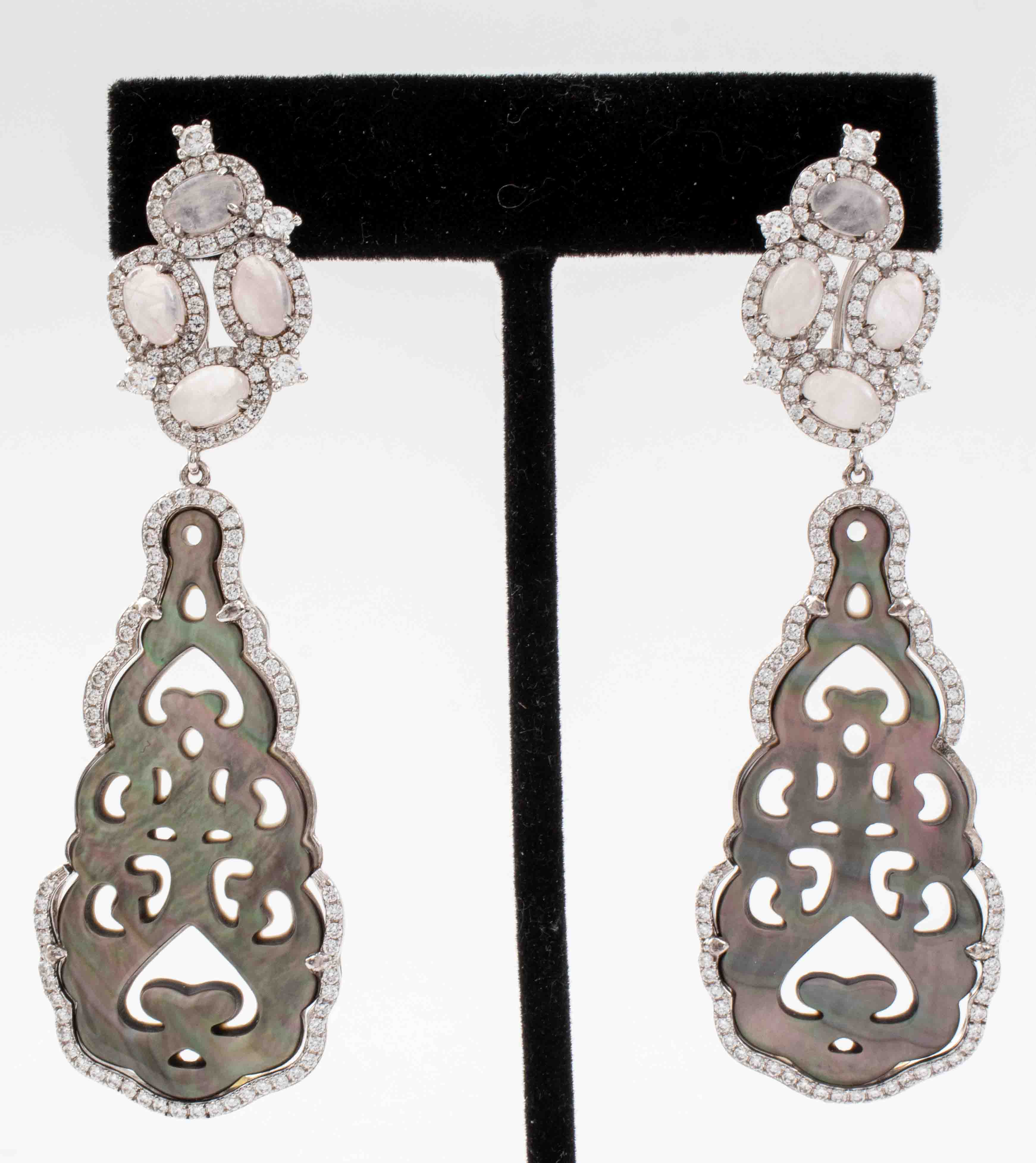 SILVER MOONSTONE MOTHER-OF-PEARL CZ