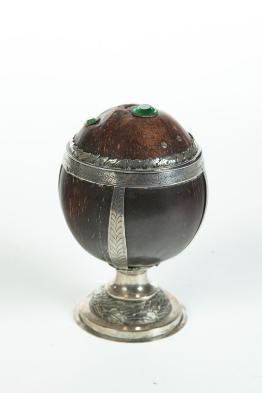 SILVER-MOUNTED COCONUT CHALICE. 