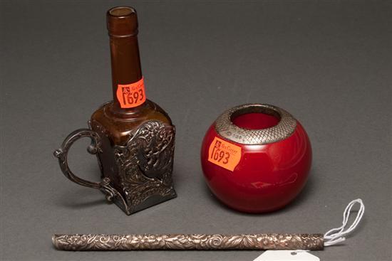 Silver-mounted Doulton "Flambe" pen