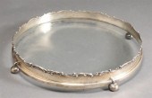 SILVER MOUNTED GLASS ROUND TRA
