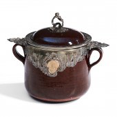SILVER-MOUNTED GLAZED REDWARE