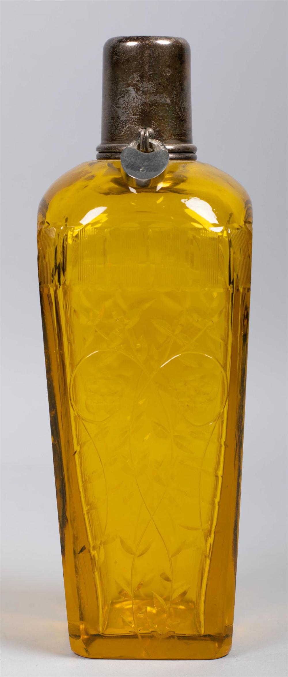 SILVER MOUNTED HAWKES AMBER GLASS