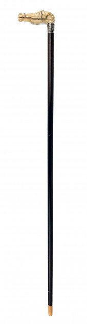 SILVER-MOUNTED HORSE HEAD CANE