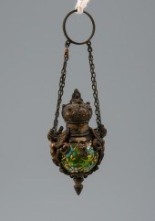 SILVER MOUNTED VASELINE GLASS