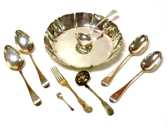 SILVER: nine pieces: English