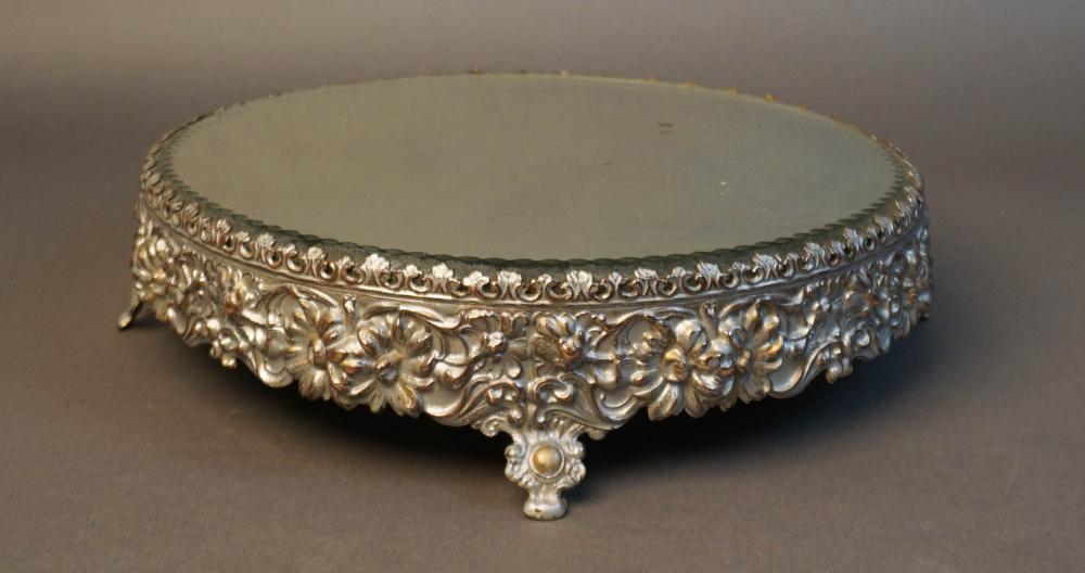 SILVER ON COPPER FOOTED TABLE