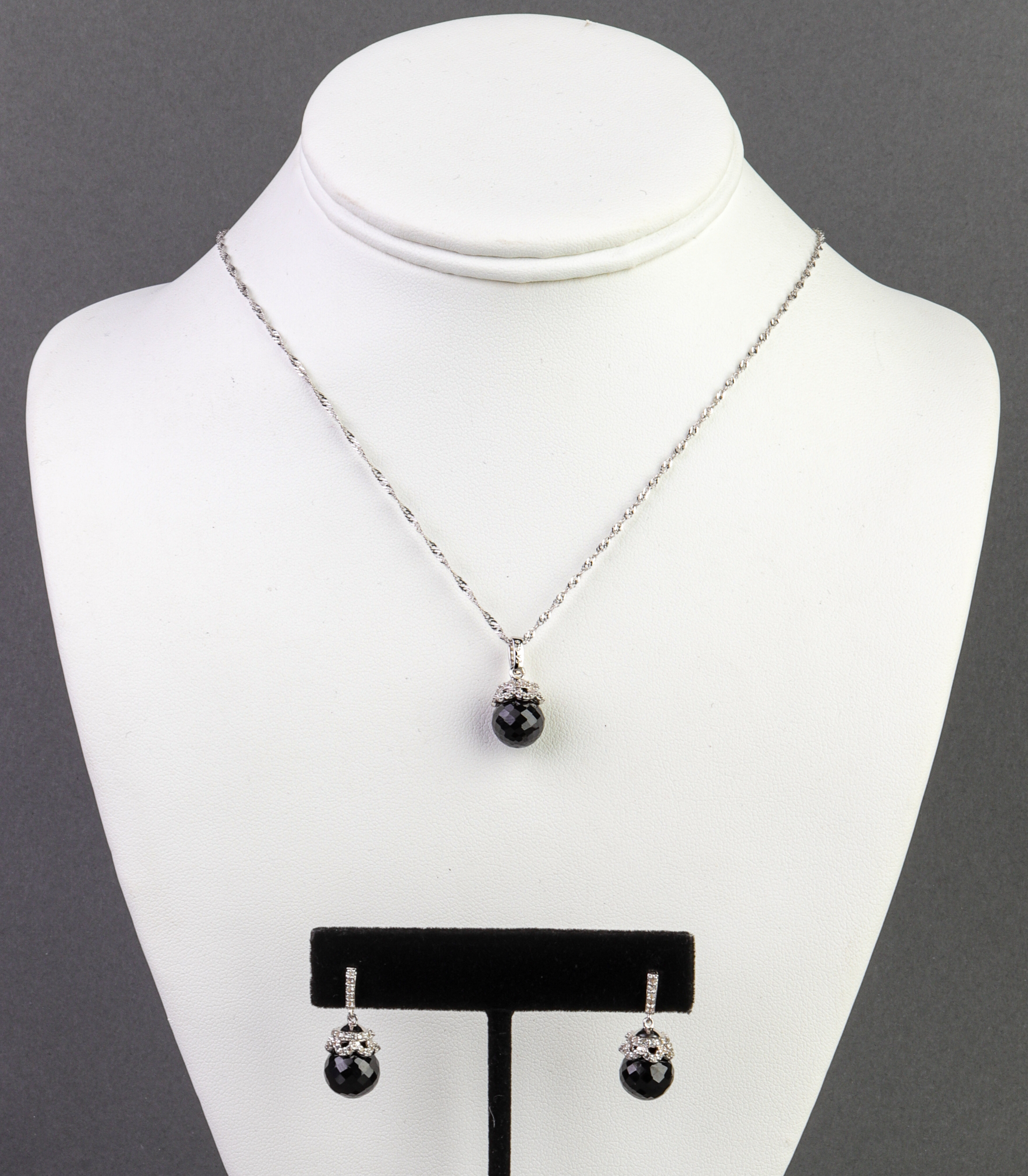 SILVER, ONYX & CZ EARRINGS &