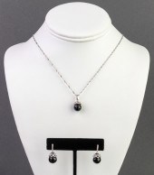 SILVER, ONYX & CZ EARRINGS & P