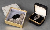 SILVER, ONYX & MARCASITE BROOC