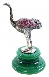 SILVER OSTRICH ON AVENTURINE P