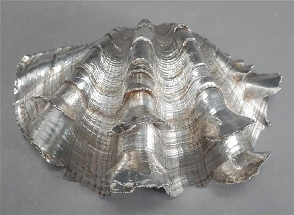 SILVER OVERLAID SHELL DISH, W: 6