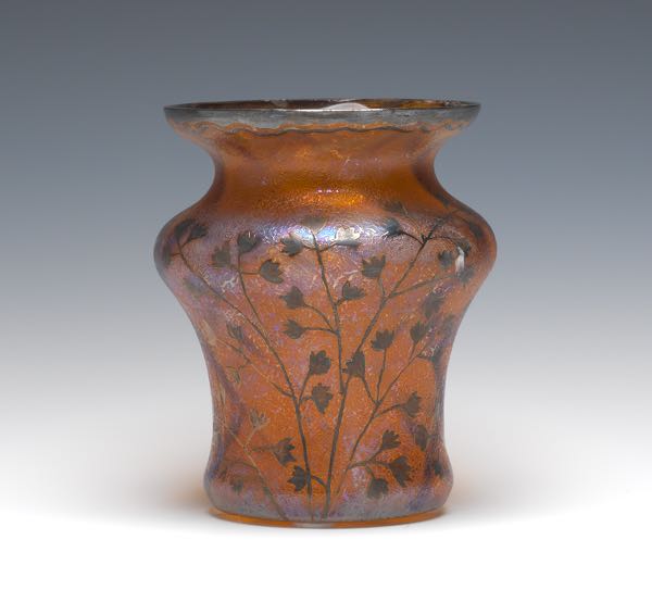 SILVER OVERLAY ART GLASS VASE 4