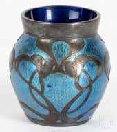 SILVER OVERLAY ART GLASS VASES