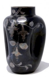 SILVER OVERLAY ART GLASS VASES