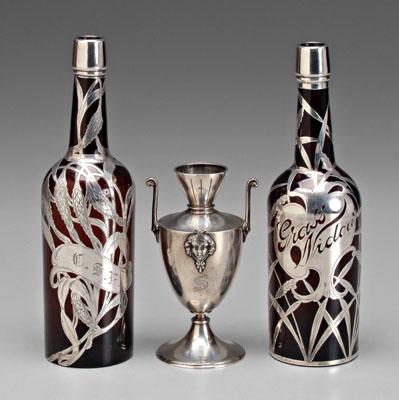 Silver overlay bottles, sterling