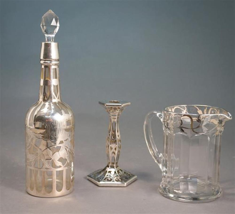 SILVER OVERLAY DECANTER,