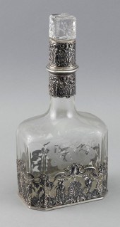 SILVER OVERLAY ETCHED GLASS DE