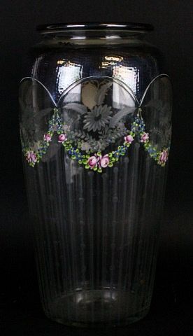 SILVER OVERLAY ETCHED GLASS