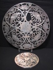 Silver overlay glass cake plat