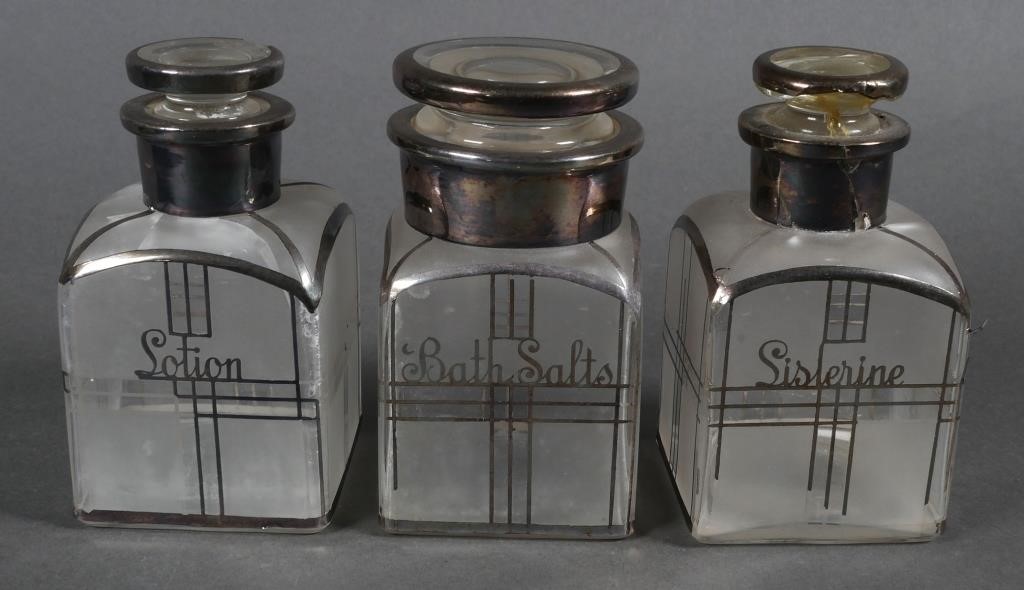 SILVER OVERLAY GLASS JARSGroup of