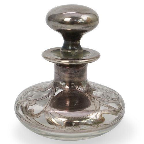 SILVER OVERLAY GLASS PERFUME